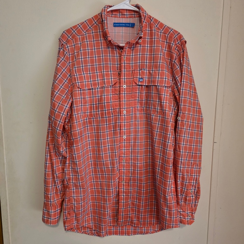 Southern Tide Mens Button Down Fishing Shirt Size Small Plaid Performance Vented